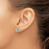 Sterling Silver December Genuine Blue Topaz Oval Stud Earrings