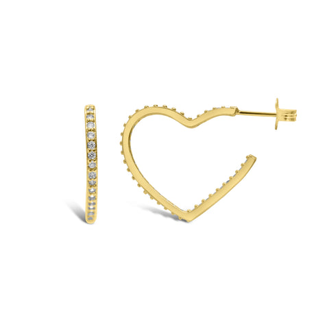 Heartly a Hoop Inside Out CZ Earrings- Gold