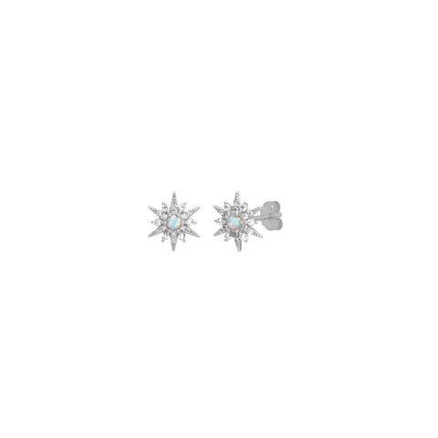Silver Opal Starburst Studs