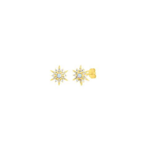 Gold Opal Starburst Studs