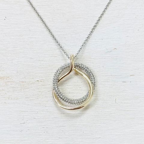 Fashion Two Tone Double Twisted Circle Necklace