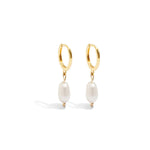 Gold Plated Pearl Huggies