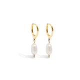 Gold Plated Pearl Huggies