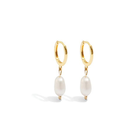 Gold Plated Pearl Huggies