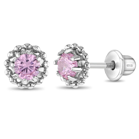 Sterling Silver Pink CZ Earrings