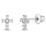 Sterling Silver CZ Cross Studs