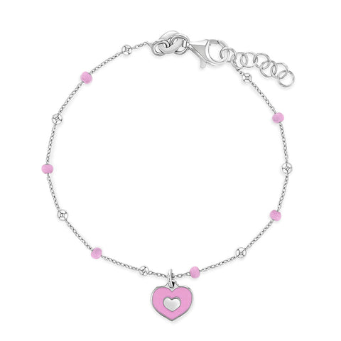 Sterling Silver Children’s Pink Heart Bracelet