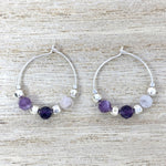 Sterling Silver Purple Stone Hoops