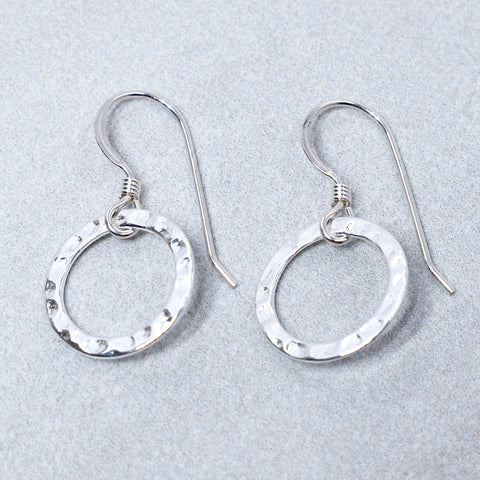 Sterling Silver Hammered Circle Earrings