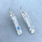 Sterling Silver Crystal Hammered Bar Earrings