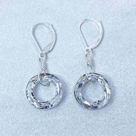 Sterling Silver Crystal Cosmic Ring Earrings