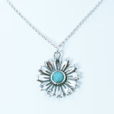 Sterling Silver Amazonite Flower Necklace