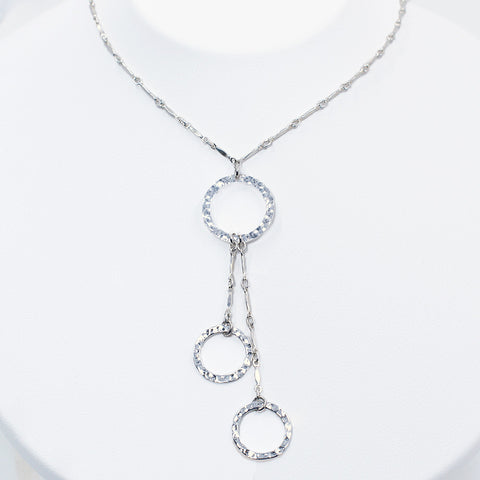 Sterling Silver Hammered Circle Drop Necklace