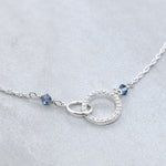 Sterling Silver CZ and Blue Crystal Double Circle Necklace