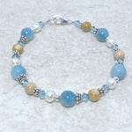 Sterling Silver Blue Quartz and Pearl Bracelet
