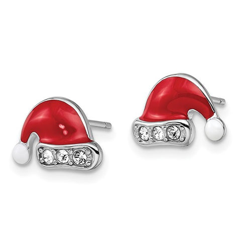 Sterling Silver Santa Hat Children's Earrings