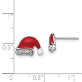 Sterling Silver Santa Hat Children's Earrings
