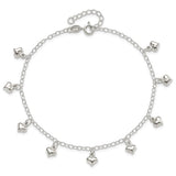 Sterling Silver Puffed Heart Anklet