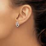 Sterling Silver CZ Heart Dangle Earrings