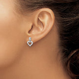 Sterling Silver CZ Heart Dangle Earrings