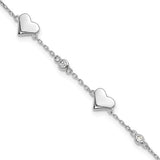 Sterling Silver CZ Heart Bracelet
