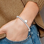 Sterling Silver 4mm Beaded Heart Bracelet