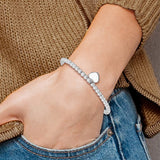 Sterling Silver 4mm Beaded Heart Bracelet