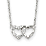 Sterling Silver CZ Double Heart Necklace