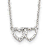 Sterling Silver CZ Double Heart Necklace