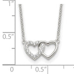 Sterling Silver CZ Double Heart Necklace