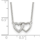 Sterling Silver CZ Double Heart Necklace