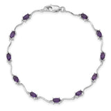 Sterling Silver Genuine Amethyst Bracelet