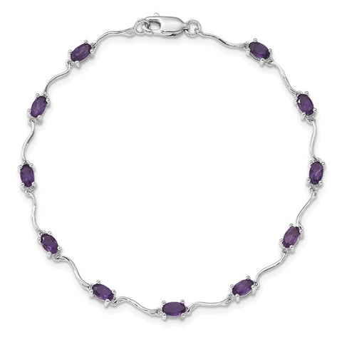 Sterling Silver Genuine Amethyst Bracelet