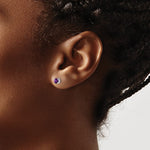 Sterling Silver Round Genuine Amethyst Post Earrings