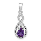 Sterling Silver Diamond and Genuine Amethyst Necklace