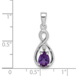 Sterling Silver Diamond and Genuine Amethyst Necklace