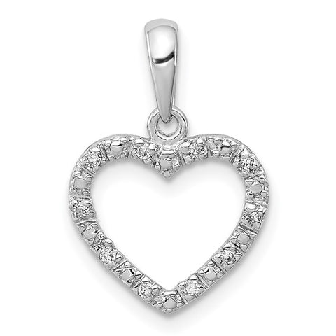 Sterling Silver and Diamond Heart Pendant Necklace