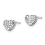 Sterling Silver Pavé Heart Studs
