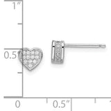 Sterling Silver Pavé Heart Studs