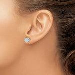 Sterling Silver Pavé Heart Studs