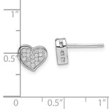 Sterling Silver Pavé Heart Studs