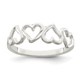 Sterling Silver Diamond Cut Heart Ring- Size 7