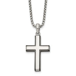 Stainless Steel Black Edge Cross Necklace