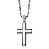 Stainless Steel Black Edge Cross Necklace