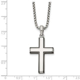 Stainless Steel Black Edge Cross Necklace