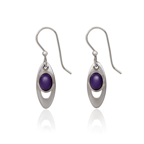 Silver Forest Purple Jade Drop Earrings