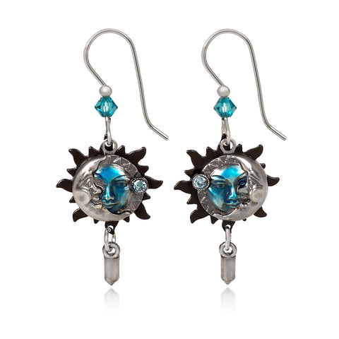 Silver and Blue Eclipse Earrings