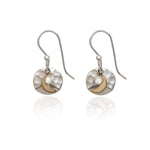 Two Tone Moon Dangle Silver Forest Earrings