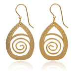Gold Tone Teardrop Swirl Silver Forest Earrings