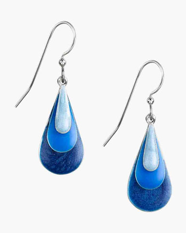 Layered Blue Teardrop Earrings